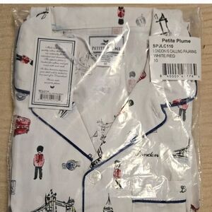 Petite Plume London Calling Kids Pajama Set - White and Red